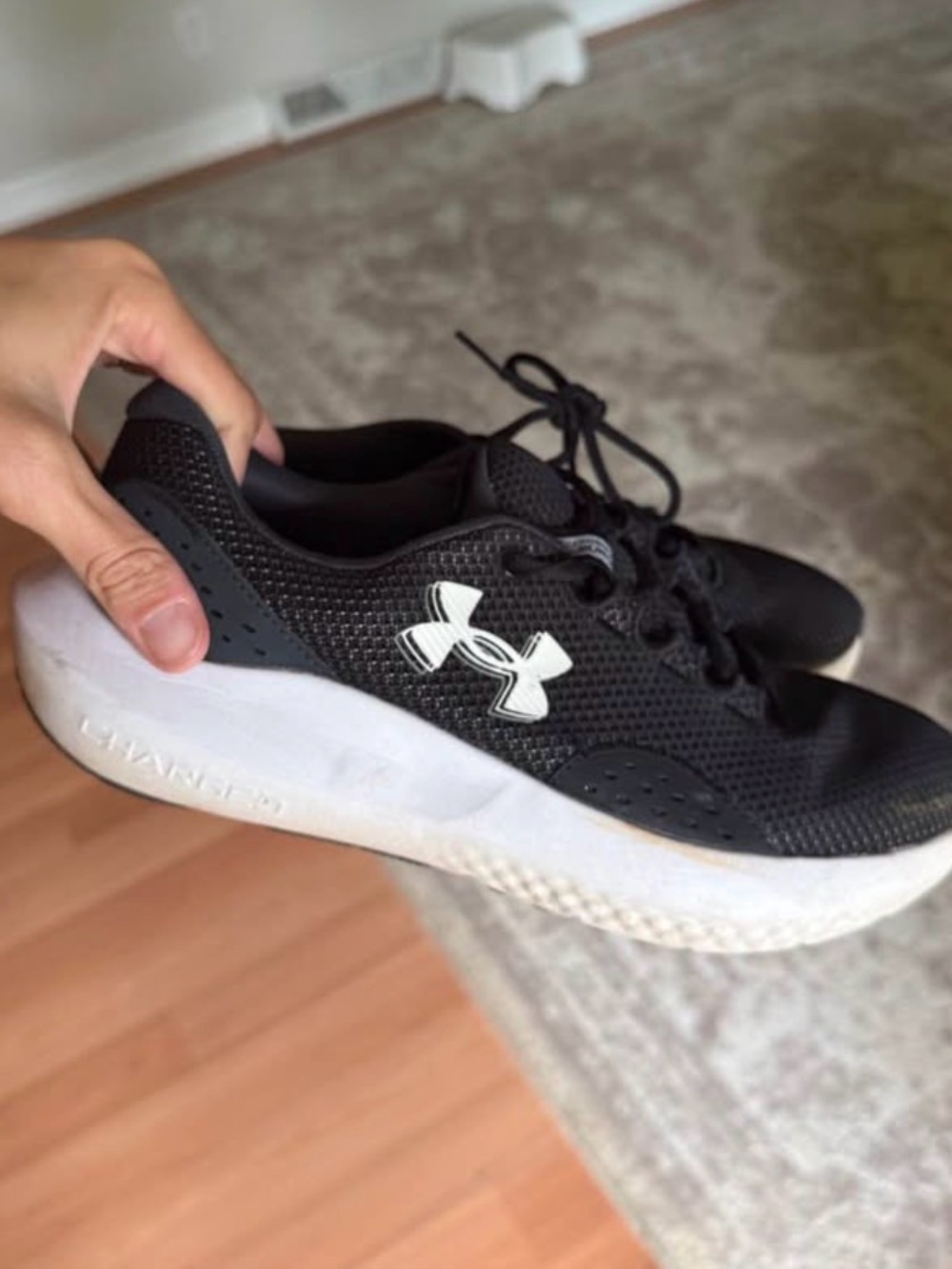 Under Armour Black and White Running Shoes